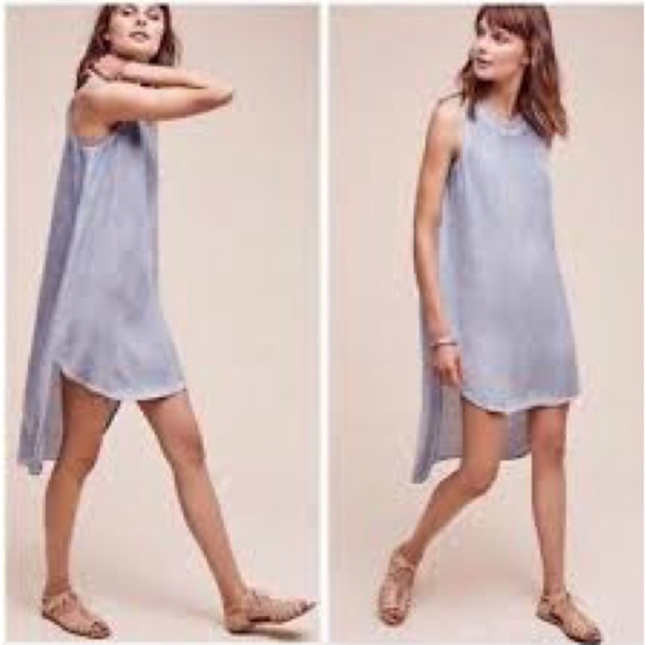 Anthropologie Cloth & Stone Marbled Gray Chambray Hi Low Tunic Dress Small - Picture 1 of 3